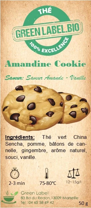 Thé Amandine Cookie - Saveur Amande, Vanille