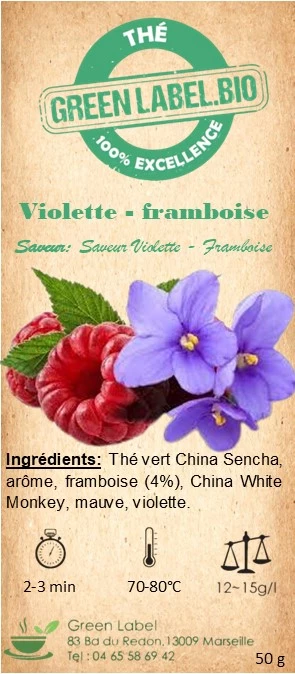 Thé Violette Framboise - Saveur Violette, Framboise