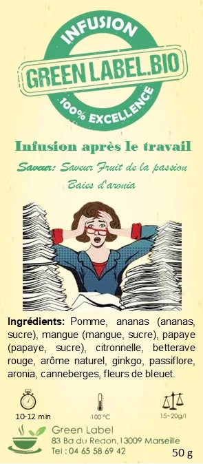 Infusion après le travail - Saveur Fruit de la passion, Baies d'aronia